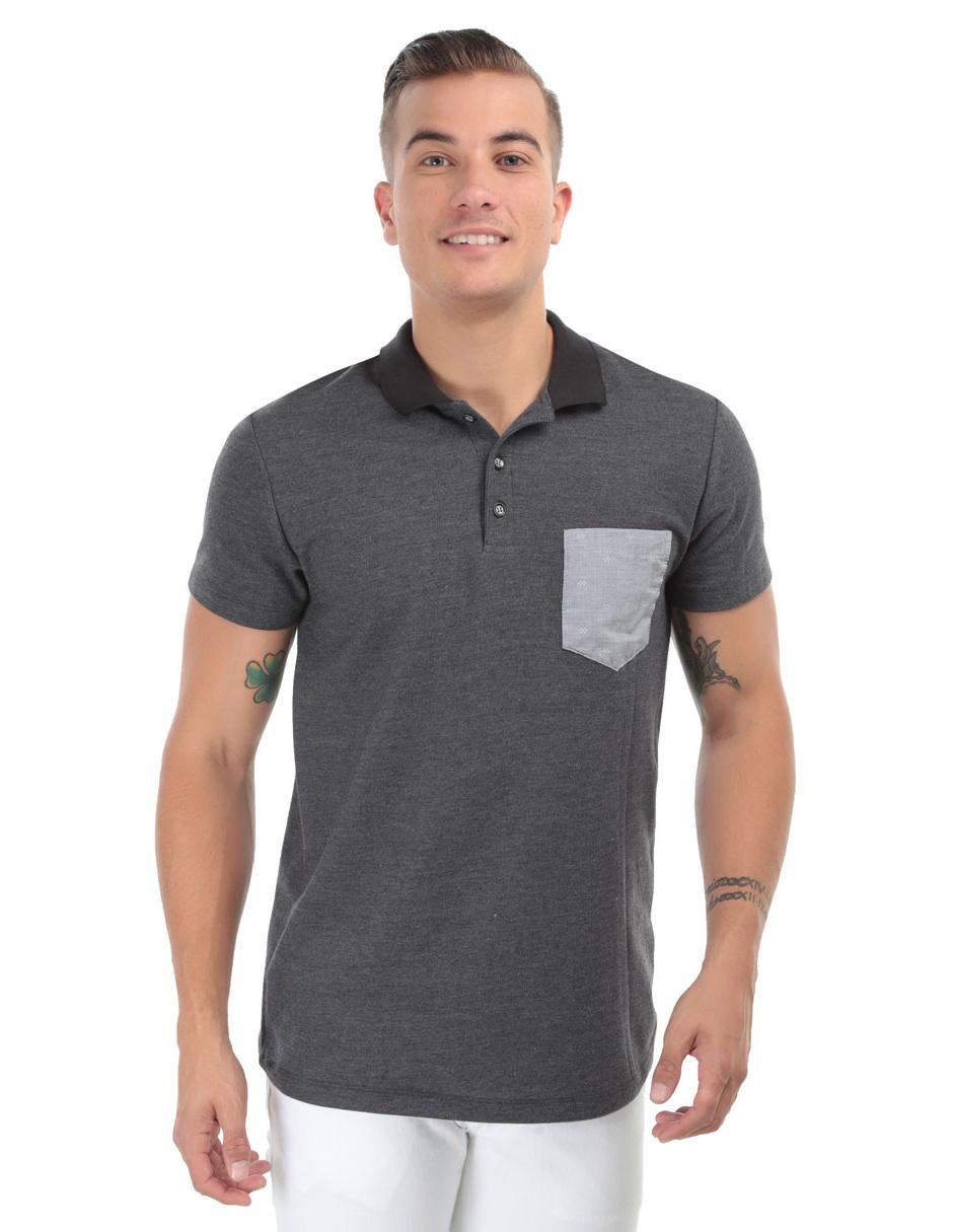 Venta Playera Tipo Polo Gris Oxford En Stock