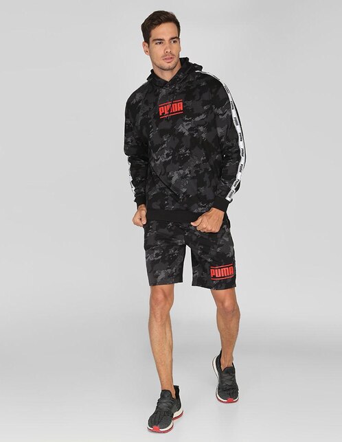 Sudadera Puma cuello redondo negra diseño camuflaje con capucha en Liverpool