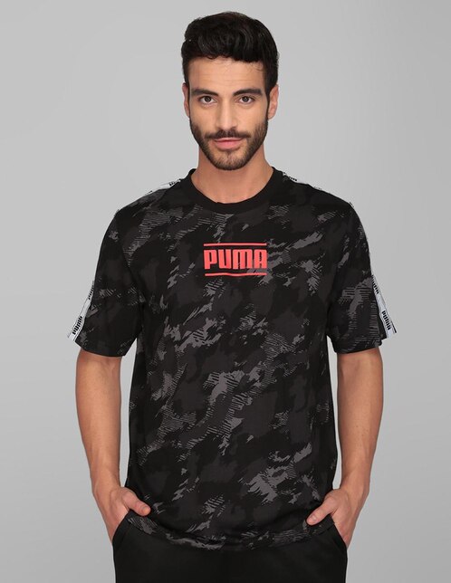 Playera Puma corte regular fit cuello redondo negra con diseño camuflaje en  Liverpool