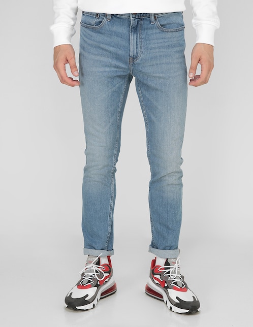 Jeans slim lavado claro para hombre 1
