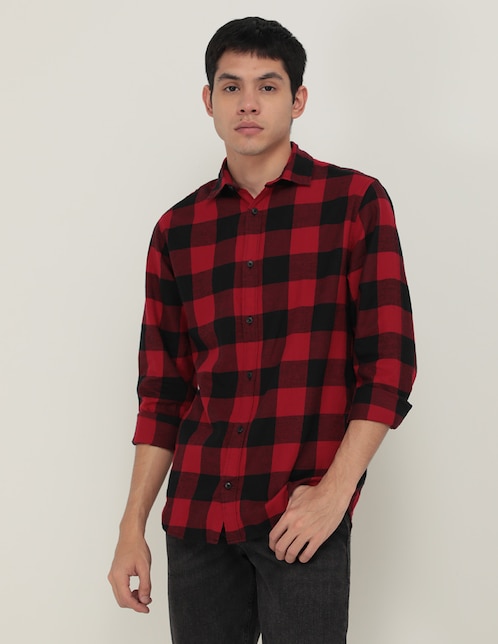 Camisa casual Jack & Jones de algodón manga larga para hombre