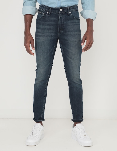 Jeans skinny deslavado para hombre 1