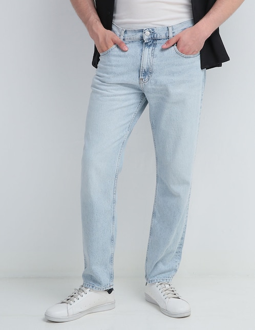 Jeans straight Calvin Klein deslavado para hombre