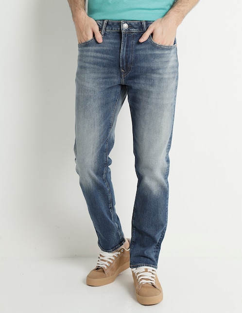 Jeans straight American Eagle lavado stone wash para hombre