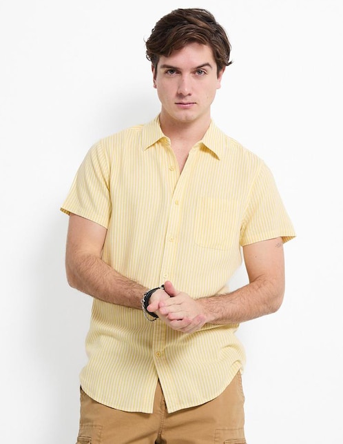 Camisa casual That's It de lino manga corta para hombre