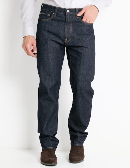 Jeans straight lavado obscuro para hombre 1