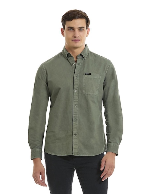 Camisa casual Buffalo Jeans David Bitton de algodón manga larga para hombre