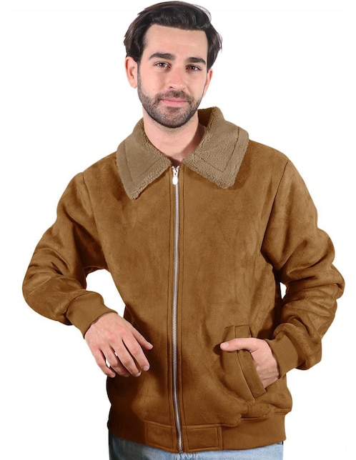 Chamarra casual gamuza con bolsillos para hombre 1