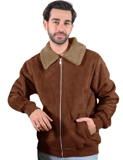 "chamarra" casual roosevelt no "de" gamuza con bolsillos "para hombre"