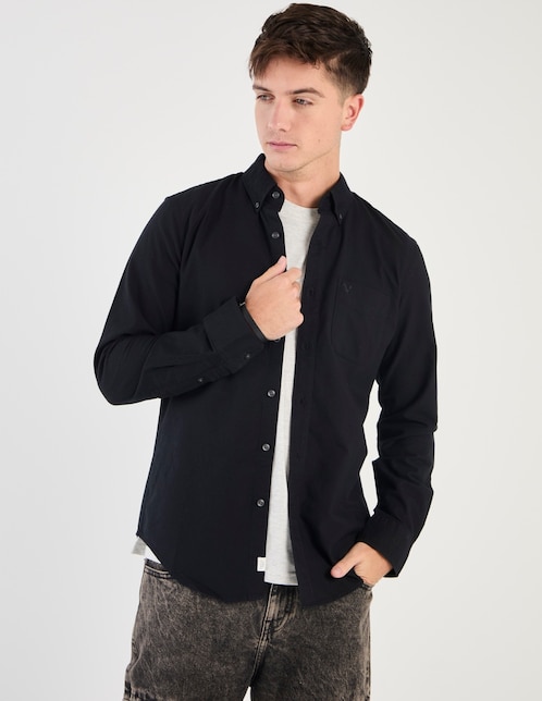 Camisa casual American Eagle de algodón manga larga para hombre