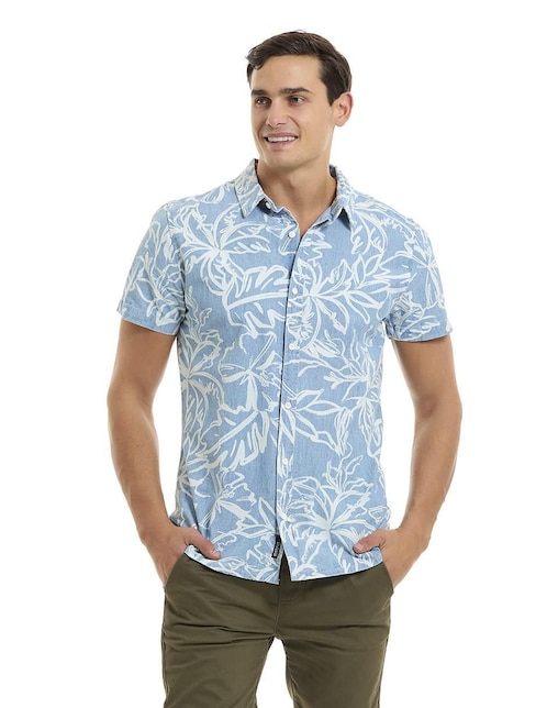 Buffalo David Bitton Maglietta Henley Uomo A Maniche Lunghe Con Sfumature Blu – Morbida E Casual