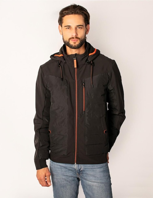 Chamarra acolchada capucha desmontable para hombre