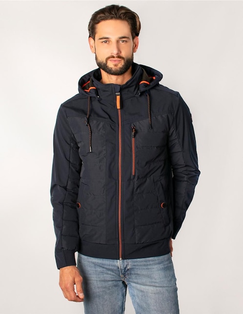 Chamarra acolchada capucha desmontable para hombre