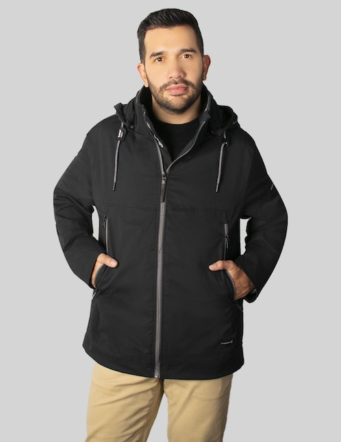 Chamarra acolchada impermeable capucha desmontable para hombre 1