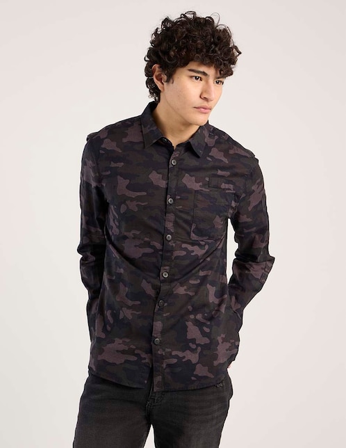 Camisa casual de algodón manga larga para hombre 1