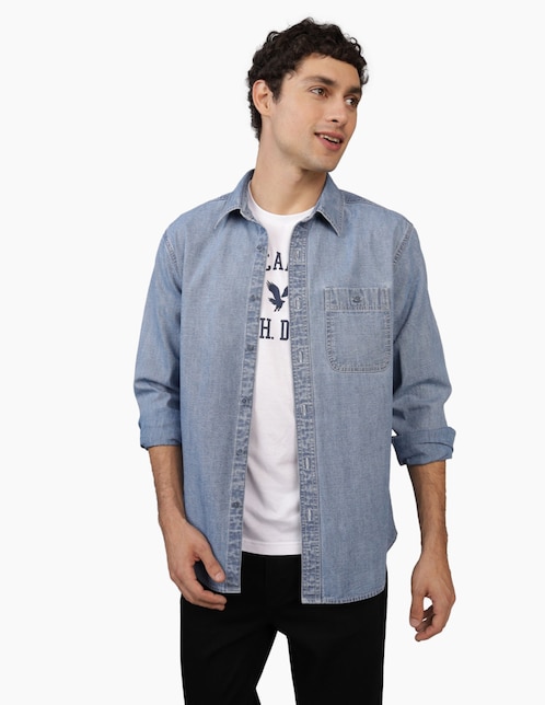 Camisa casual de algodón manga larga para hombre 1