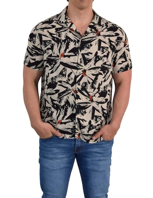 "camisa/sobrecamisa" casual john leopard "de" (si aplica) algodón "manga" corta "para hombre"
