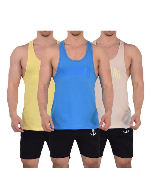 Set playera John Leopard stringer varsity cuello redondo para hombre