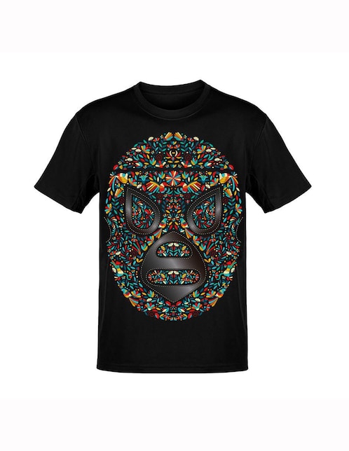 Playera Karani-Art luchador otomi estilo mexicano cuello redondo para hombre