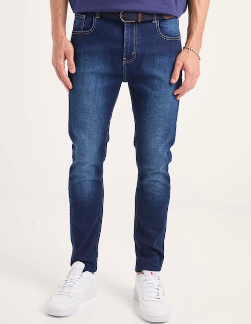 Jeans skinny deslavado para hombre 1