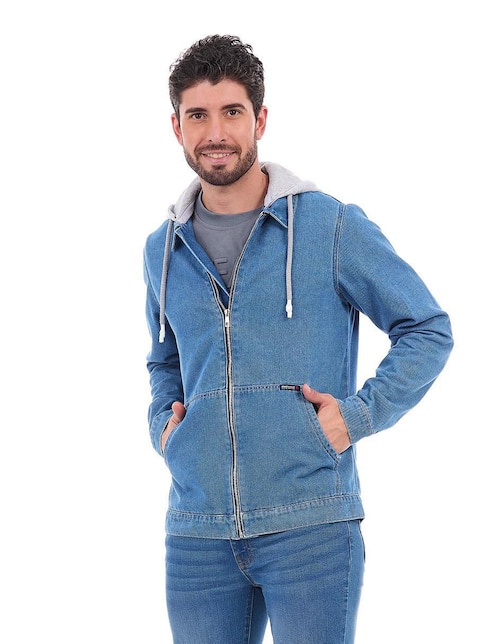 Chamarra denim Buffalo Jeans David Bitton de mezclilla capucha desmontable para hombre