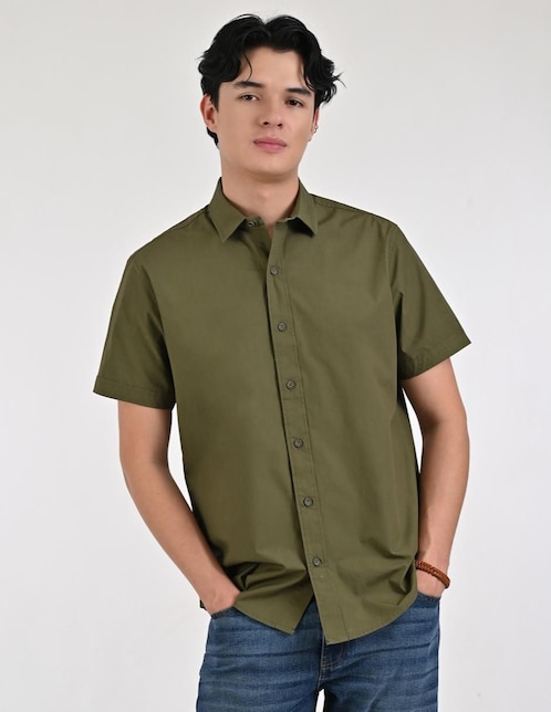 Camisa casual Supply de algodón manga corta para hombre