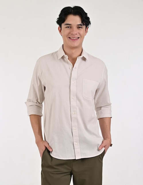 Camisa casual Supply de algodón manga larga para hombre