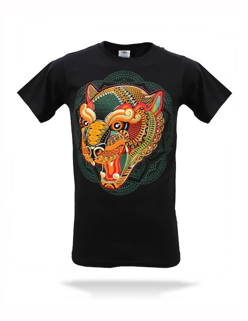 Playera Karani-Art jaguar zapoteco cuello redondo para hombre