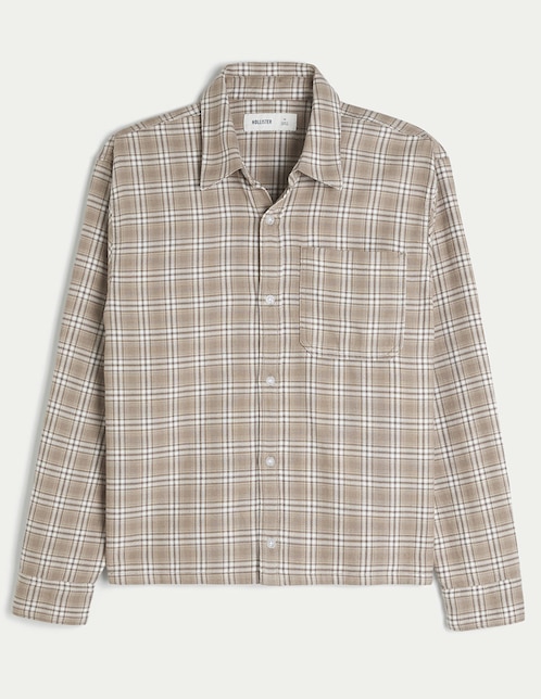 Camisa casual Hollister de algodón manga larga para hombre