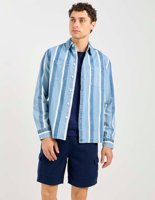 Sobrecamisa casual de algodón manga larga para hombre 1