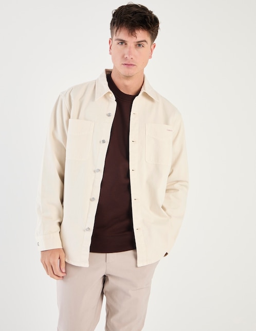 Camisa casual Calvin Klein de algodón manga larga para hombre