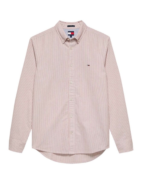 Camisa casual Tommy Jeans de algodón manga larga para hombre