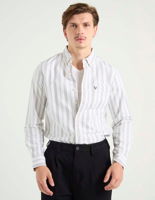 Camisa casual American Eagle manga larga para hombre