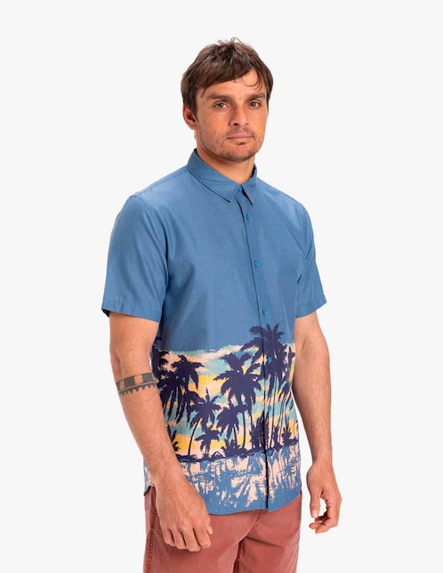 Camisa casual Quiksilver de algodón manga corta para hombre