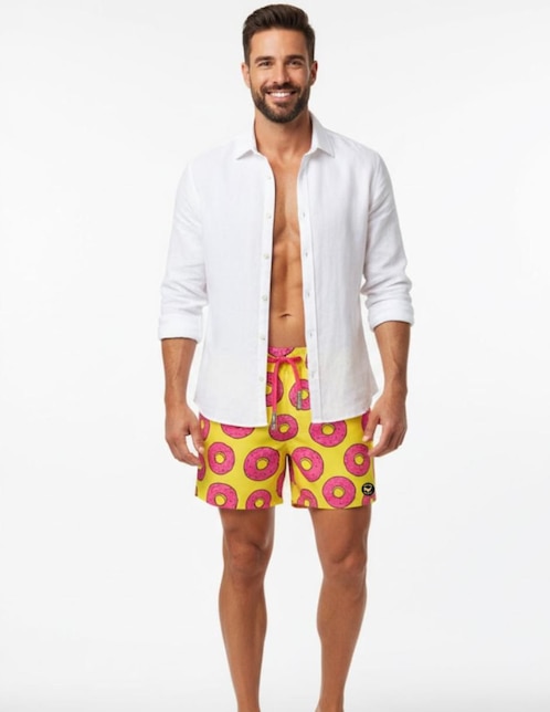Traje de baño bolsillos con cremallera oculta para hombre 1