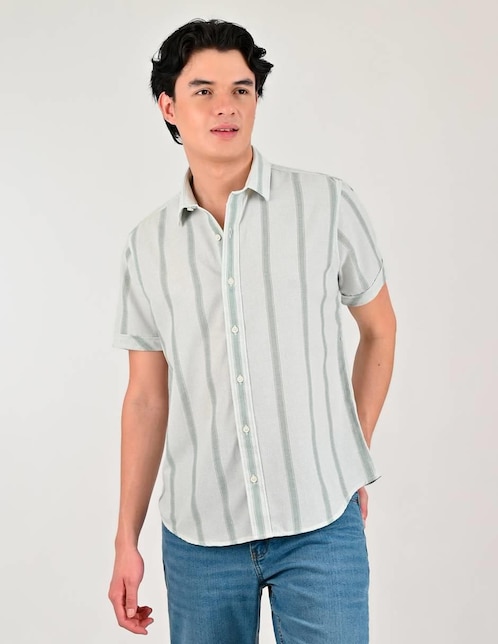 Camisa casual Supply de poliéster y algodón manga corta para hombre
