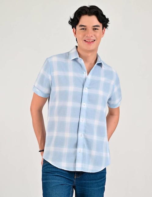 Camisa casual Supply de poliéster y algodón manga corta para hombre