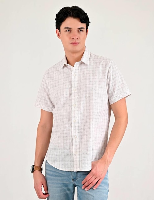 Camisa casual Supply de poliéster y algodón manga corta para hombre