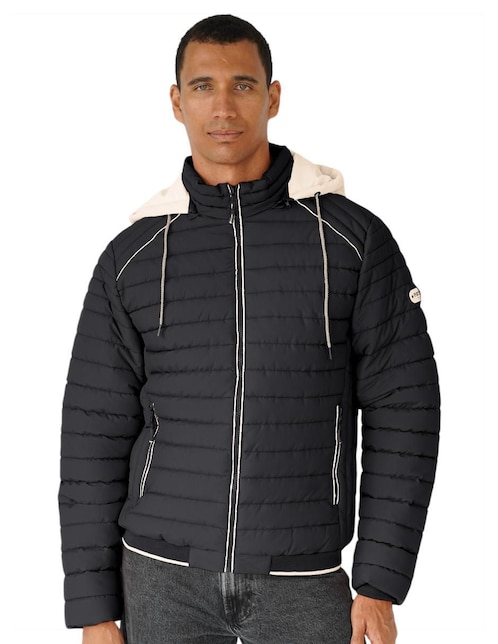 Chamarra capitonada capucha desmontable para hombre 1