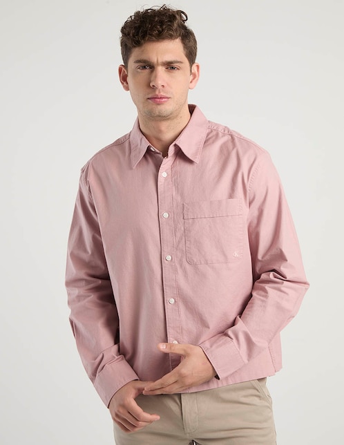 Camisa casual de algodón manga larga para hombre 1