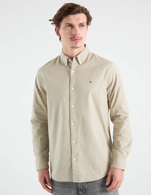 Camisa casual Calvin Klein de algodón manga larga para hombre