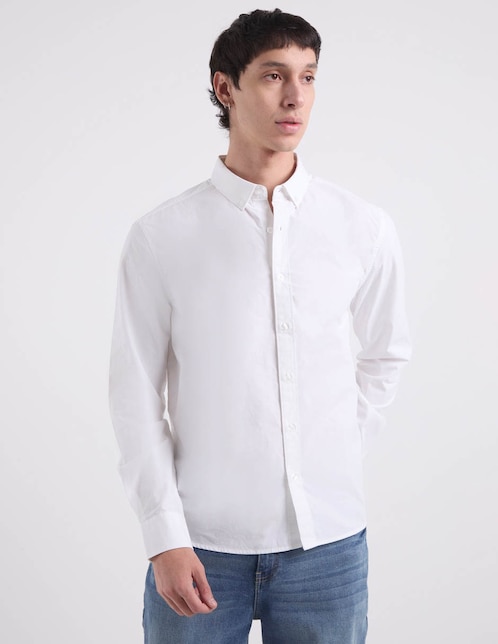 Camisa casual de algodón manga larga para hombre 1