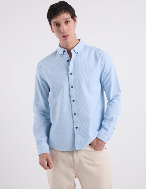Camisa casual de algodón manga larga para hombre 1