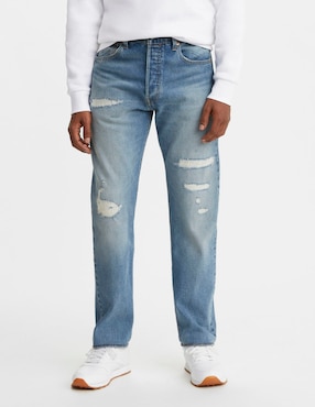 Jeans Straight Levi's 501 Lavado Destruido Para Hombre