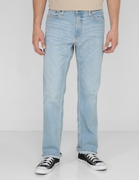 Jeans Straight Hollister Lavado Claro Para Hombre