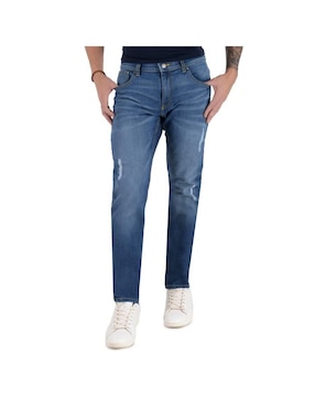 Jeans Slim Supply Lavado Whisker Para Hombre