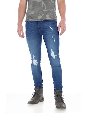 Jeans Skinny Savage Monkey Lavado Desgastado Para Hombre