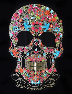 Playera Karani-Art Calavera cuello redondo para hombre