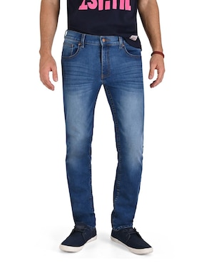 Jeans Slim Supply Lavado Whisker Para Hombre