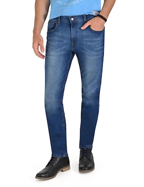 Jeans Slim Supply Lavado Whisker Para Hombre